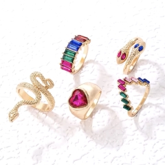 SET ANILLOS WYNN - DORADO Y MULTICOLOR - comprar online